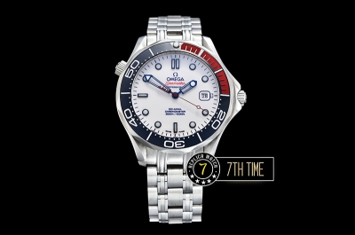 Seamaster Commander 007 Ceramic Bezel White Commander Series Dial with Blue Hands & 007 Insignia Seconds Hand Solid Stainless Steel 316F with Deployant Bracelet