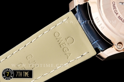 De Ville Chronograph Rose Gold Plated Smooth Bezel Blue Dial, Blue Subdials with Rose Gold Roman Numeral Markers Blue Croc Print Calf Leather Strap