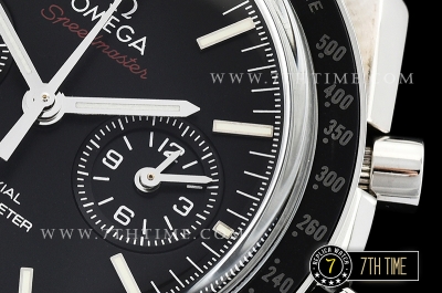 SpeedMaster MoonWatch Chronograph Black Ceramic Bezel Black Dial, Black Subdial with Stick Markers & Red Speedmaster Wording Solid Stainless Steel Bracelet