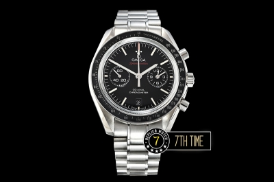SpeedMaster MoonWatch Chronograph Black Ceramic Bezel Black Dial, Black Subdial with Stick Markers & Red Speedmaster Wording Solid Stainless Steel Bracelet