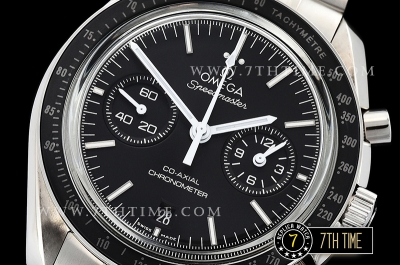 SpeedMaster MoonWatch Chronograph Black Ceramic Bezel Black Dial, Black Subdial with Stick Markers & White Speedmaster Wording Solid Stainless Steel Bracelet