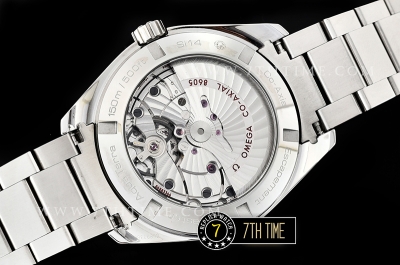 Aqua Terra 150M GMT Smooth Bezel Blue Textured Dial with SS Stick Markers Solid Stainless Steel 316F Bracelet