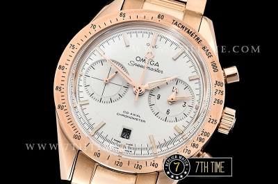SpeedMaster 57 Co-Axial Rose Gold Plated Bezel White Dial, White Subdial with Rose Gold Stick Markers