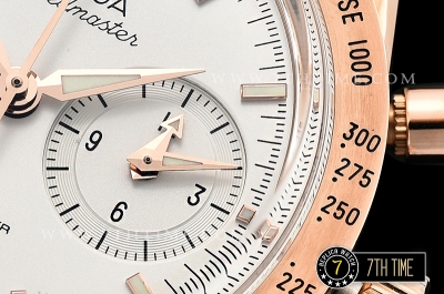 SpeedMaster 57 Co-Axial Rose Gold Plated Bezel White Dial, White Subdial with Rose Gold Stick Markers