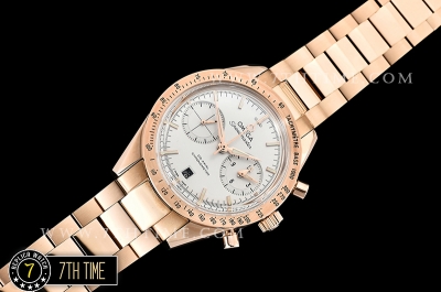 SpeedMaster 57 Co-Axial Rose Gold Plated Bezel White Dial, White Subdial with Rose Gold Stick Markers