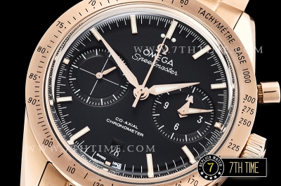 SpeedMaster 57 Co-Axial Rose Gold Plated Bezel Black Dial, Black Subdial with Rose Gold Stick Markers