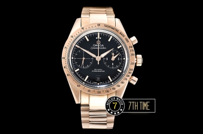 SpeedMaster 57 Co-Axial Rose Gold Plated Bezel Black Dial, Black Subdial with Rose Gold Stick Markers