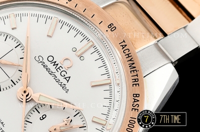 SpeedMaster 57 Co-Axial Two Tone 18K Rose Gold Thick Plated White Dial, White Subdial with Rose Gold Stick Markers