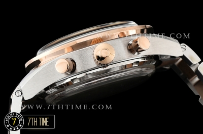 SpeedMaster 57 Co-Axial Two Tone 18K Rose Gold Thick Plated White Dial, White Subdial with Rose Gold Stick Markers