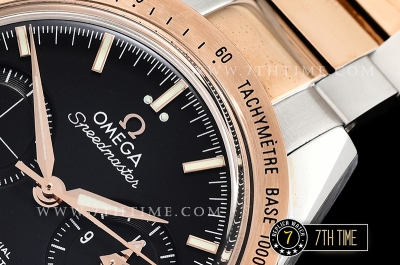 SpeedMaster 57 Co-Axial Two Tone 18K Rose Gold Thick Plated Black Dial, Black Subdial with Rose Gold Stick Markers