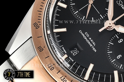 SpeedMaster 57 Co-Axial Two Tone 18K Rose Gold Thick Plated Black Dial, Black Subdial with Rose Gold Stick Markers