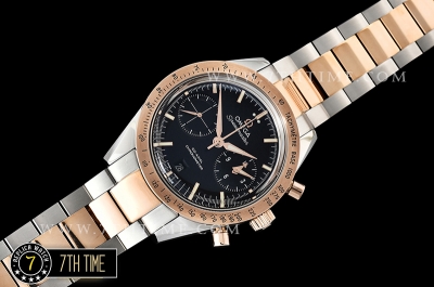 SpeedMaster 57 Co-Axial Two Tone 18K Rose Gold Thick Plated Black Dial, Black Subdial with Rose Gold Stick Markers