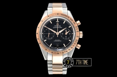 SpeedMaster 57 Co-Axial Two Tone 18K Rose Gold Thick Plated Black Dial, Black Subdial with Rose Gold Stick Markers