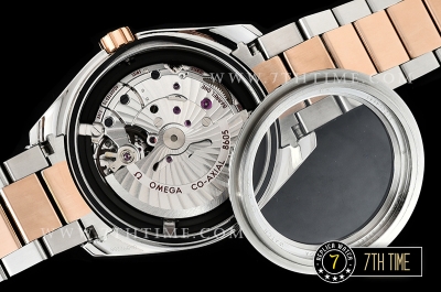 Aqua Terra 150M GMT Rose Gold Plated Smooth Bezel Brown Textured Dial with SS Stick Markers 18K Two Tone Rose Gold Thick Plated on SS Steel Case And Bracelet