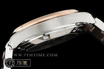 Aqua Terra 150M GMT Rose Gold Plated Smooth Bezel Brown Textured Dial with SS Stick Markers 18K Two Tone Rose Gold Thick Plated on SS Steel Case And Bracelet