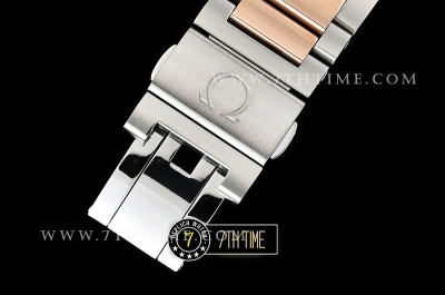 Aqua Terra 150M GMT Rose Gold Plated Smooth Bezel Brown Textured Dial with SS Stick Markers 18K Two Tone Rose Gold Thick Plated on SS Steel Case And Bracelet