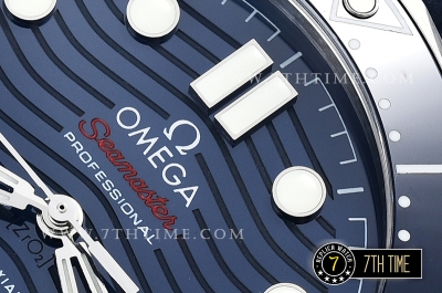 Seamaster 300m Co-Axial Blue Ceramic Bezel Blue Ceramic Base Plate Dial (Wavy Textured) with Large Dot Markers Blue Rubber Strap
