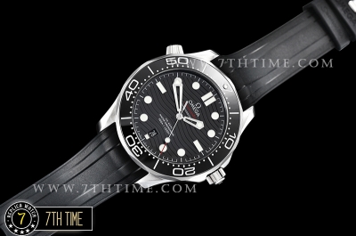 Seamaster 300m Co-Axial Black Ceramic Bezel Black Ceramic Base Plate Dial (Wavy Textured) with Large Dot Markers Black Rubber Strap