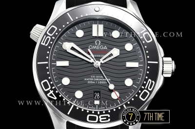 Seamaster 300m Co-Axial Black Ceramic Bezel Black Ceramic Base Plate Dial (Wavy Textured) with Large Dot Markers Black Rubber Strap