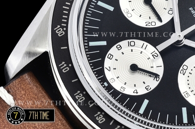 SpeedMaster Alaska Project III Black Metallic Tachymeter Bezel with Numerals Black Dial with White Subdials Brown Vintage Style Leather Strap