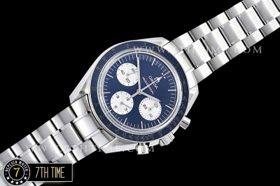 SpeedMaster Alaska Project III Blue Metallic Tachymeter Bezel with Numerals Blue Dial with White Subdials Solid Stainless Steel 316L Bracelet