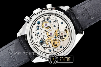 SpeedMaster Series Snoopy Limited Edition Black Tachymeter Bezel  White Dial with White Subdials and Snoopy Insignia Nylon Clad Leather Strap