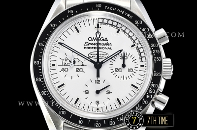SpeedMaster Series Snoopy Limited Edition Black Tachymeter Bezel  White Dial with White Subdials and Snoopy Insignia Solid Stainless Steel 316L Bracelet