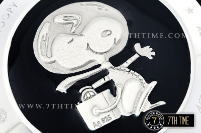 SpeedMaster Series Snoopy Limited Edition Black Tachymeter Bezel  White Dial with White Subdials and Snoopy Insignia Solid Stainless Steel 316L Bracelet