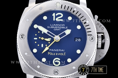 PAM719 Luminor Submersible 1950 GMT SS/RU Blue Dial Asia 23J