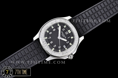 Aquanaut Ladies 5067A Diamonds Bezel SS/RU Black Checkered Dial Swiss Quartz