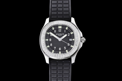 Aquanaut Ladies 5067A Diamonds Bezel SS/RU Black Checkered Dial Swiss Quartz