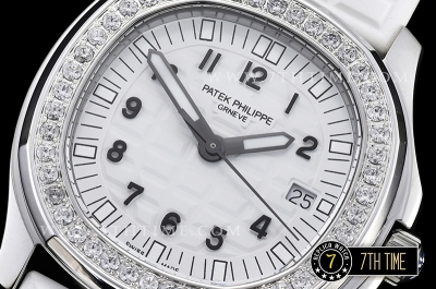 Aquanaut Ladies 5067A Diamonds Bezel SS/RU White Checkered Dial Swiss Quartz