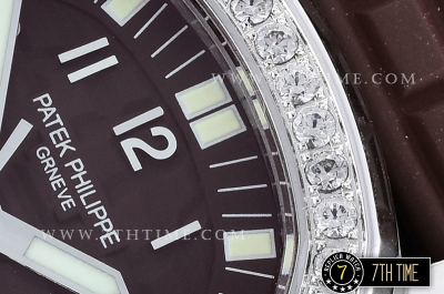 Aquanaut Ladies 5067A Diamonds Bezel SS/RU Brown Checkered Dial Swiss Quartz