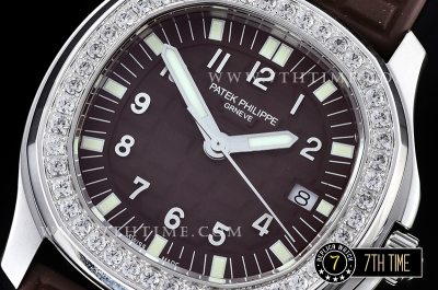 Aquanaut Ladies 5067A Diamonds Bezel SS/RU Brown Checkered Dial Swiss Quartz