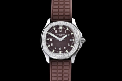 Aquanaut Ladies 5067A Diamonds Bezel SS/RU Brown Checkered Dial Swiss Quartz