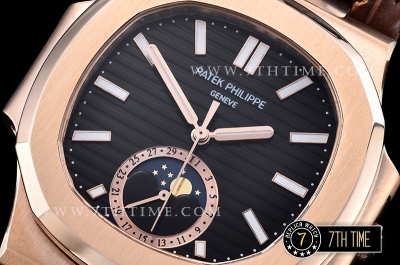 Nautilus MoonPhase 42mm RG/LE Black Dial MY9015 Mod