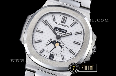 Nautilus GMT MoonPhase 42mm SS/SS White Dial Asia 23J Calendar