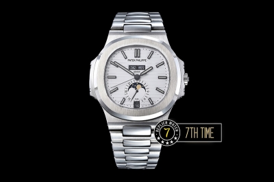 Nautilus GMT MoonPhase 42mm SS/SS White Dial Asia 23J Calendar