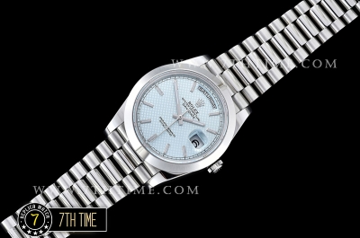 DayDate 228206 SS/SS Blue Stick Dial Smooth Bezel Swiss 2836