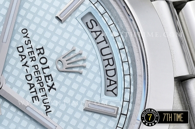 DayDate 40mm SS/SS Blue Stick Dial Smooth Bezel A2836 Mod3255