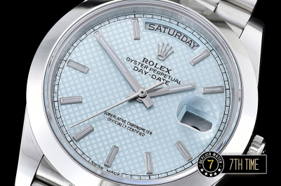 DayDate 40mm SS/SS Blue Stick Dial Smooth Bezel A2836 Mod3255