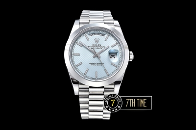 DayDate 40mm SS/SS Blue Stick Dial Smooth Bezel A2836 Mod3255