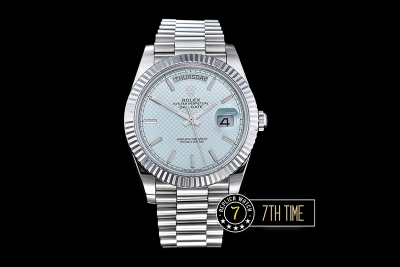 DayDate 40mm SS/SS Blue Dial Stick Markers Fluted Bezel A2836 Mod3255