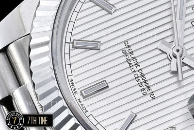 DayDate 40mm SS/SS Silver Dial Stick Markers Fluted Bezel A2836 Mod3255