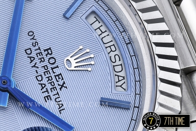 DayDate 40mm SS/SS Glacier Blue Dial Roman Markers Fluted Bezel A2836 Mod3255