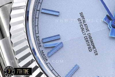 DayDate 40mm SS/SS Glacier Blue Dial Roman Markers Fluted Bezel A2836 Mod3255