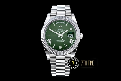 DayDate 40mm SS/SS Green Dial Roman Markers Fluted Bezel A2836 Mod3255