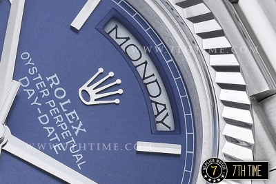 DayDate 40mm SS/SS Blue Dial Roman Markers Fluted Bezel A2836 Mod3255