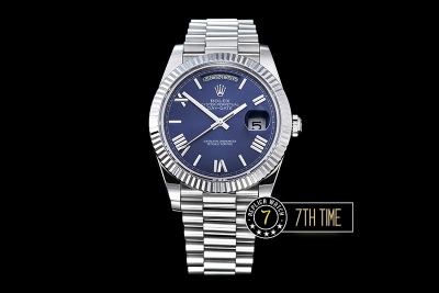 DayDate 40mm SS/SS Blue Dial Roman Markers Fluted Bezel A2836 Mod3255