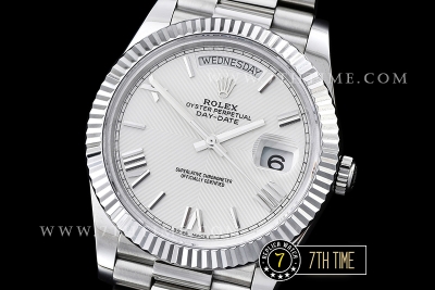 DayDate 40mm SS/SS White Dial Roman Markers Fluted Bezel A2836 Mod3255